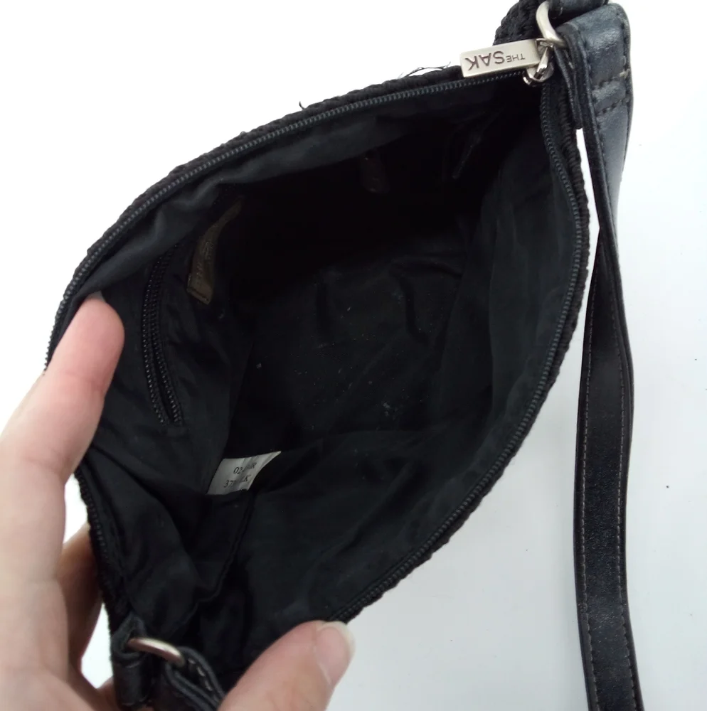 The SAK Black Knit Leather Trio Bundle Small Medium Shoulder Bags Bag Casual - Picture 5 of 16